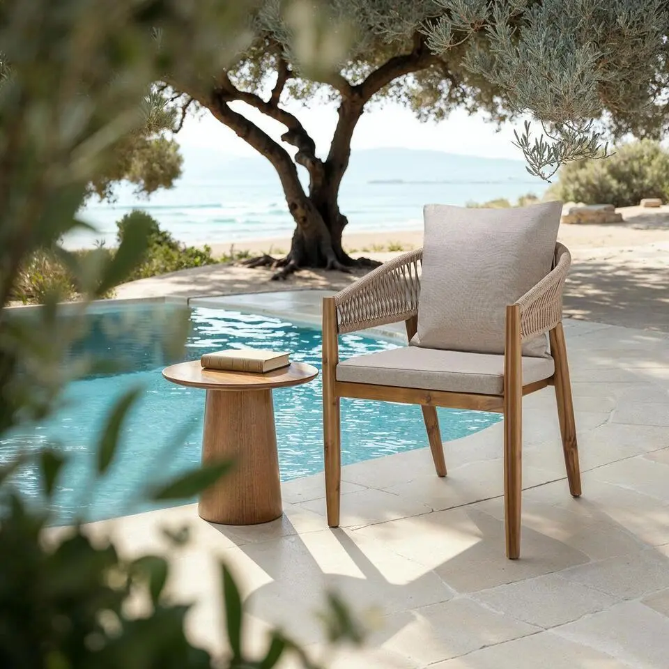 tectake Tuinstoel Manacor, ropedesign, Zandkleur