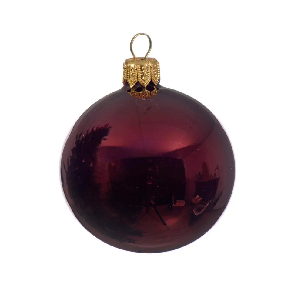 Decoris Kerstballen set - 6x stuks - donker rood - glas - 6 cm