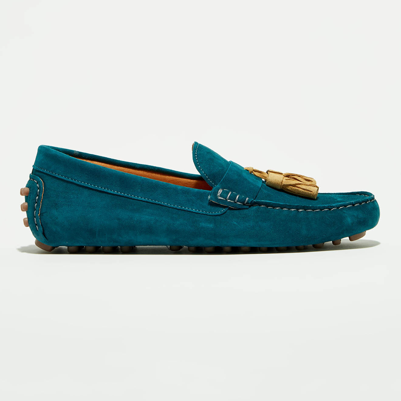 Flavio Création Mocassins en Velours de Cuir Manu bleu foncé/camel