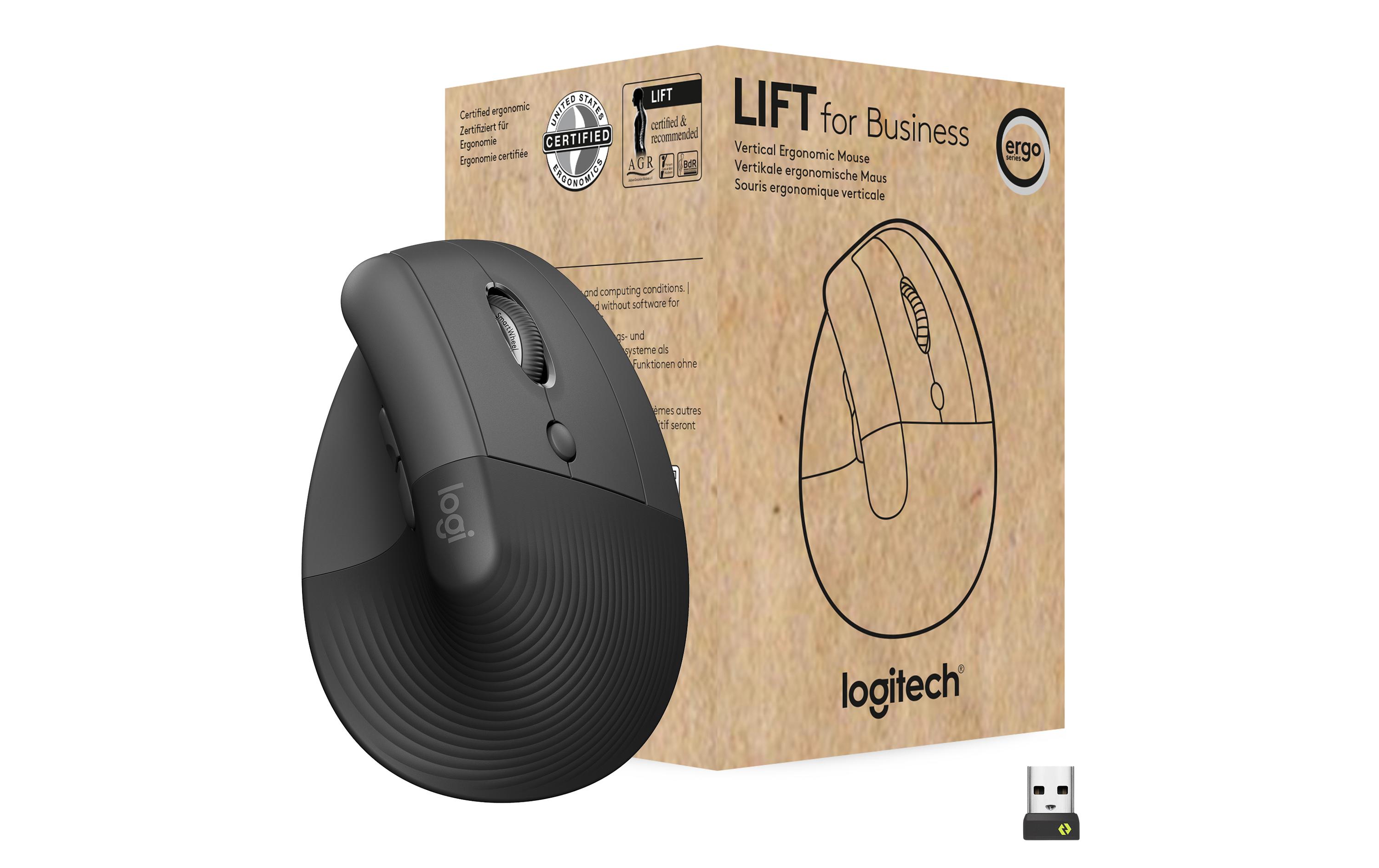 Ergonomische Maus Lift for Business GraphiteKomfortable ergonomische Maus mit vertikalem Design für kleine bis mittelgrosse Hände