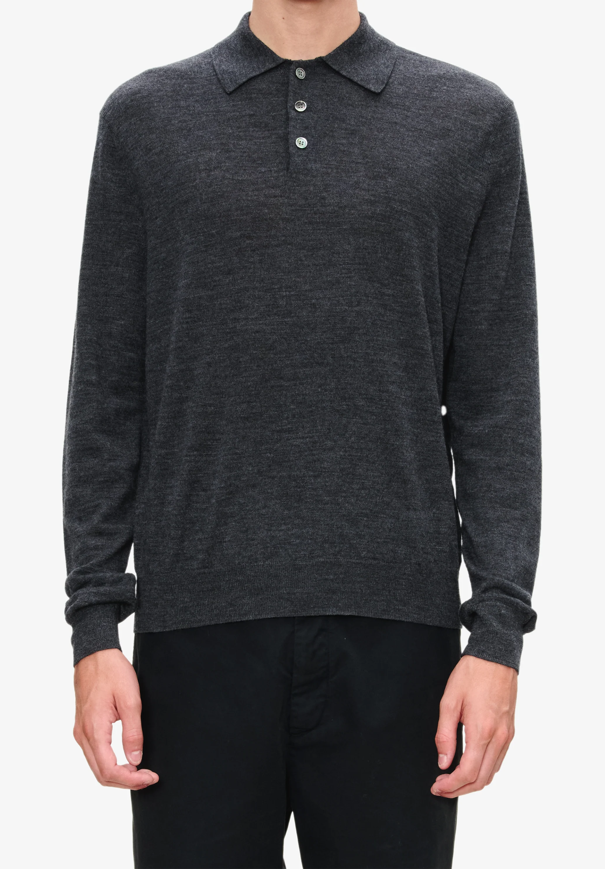 Polo en laine. - Anthracite chine