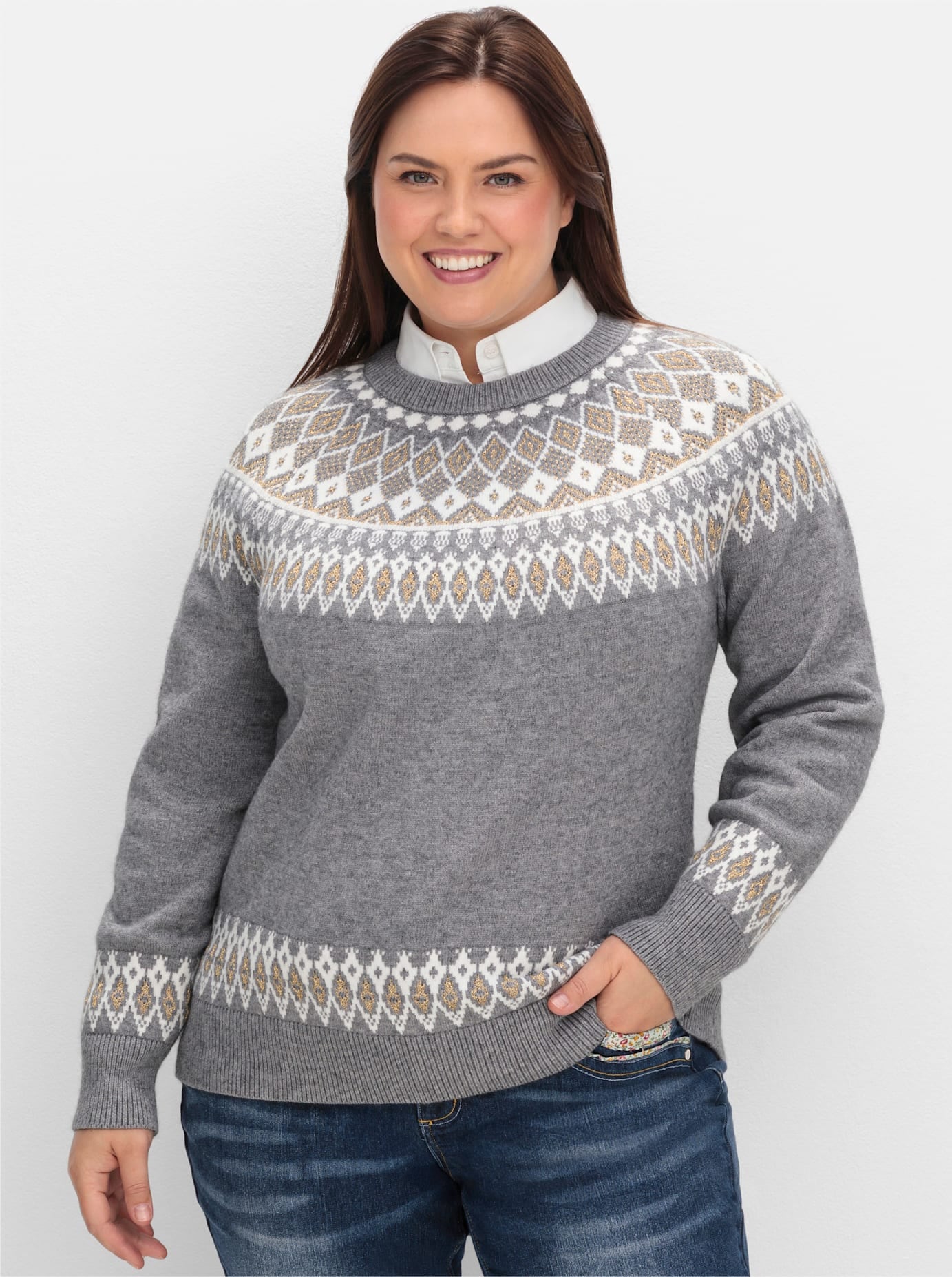 sheego by Joe Browns Jacquardpullover »Strickpullover«