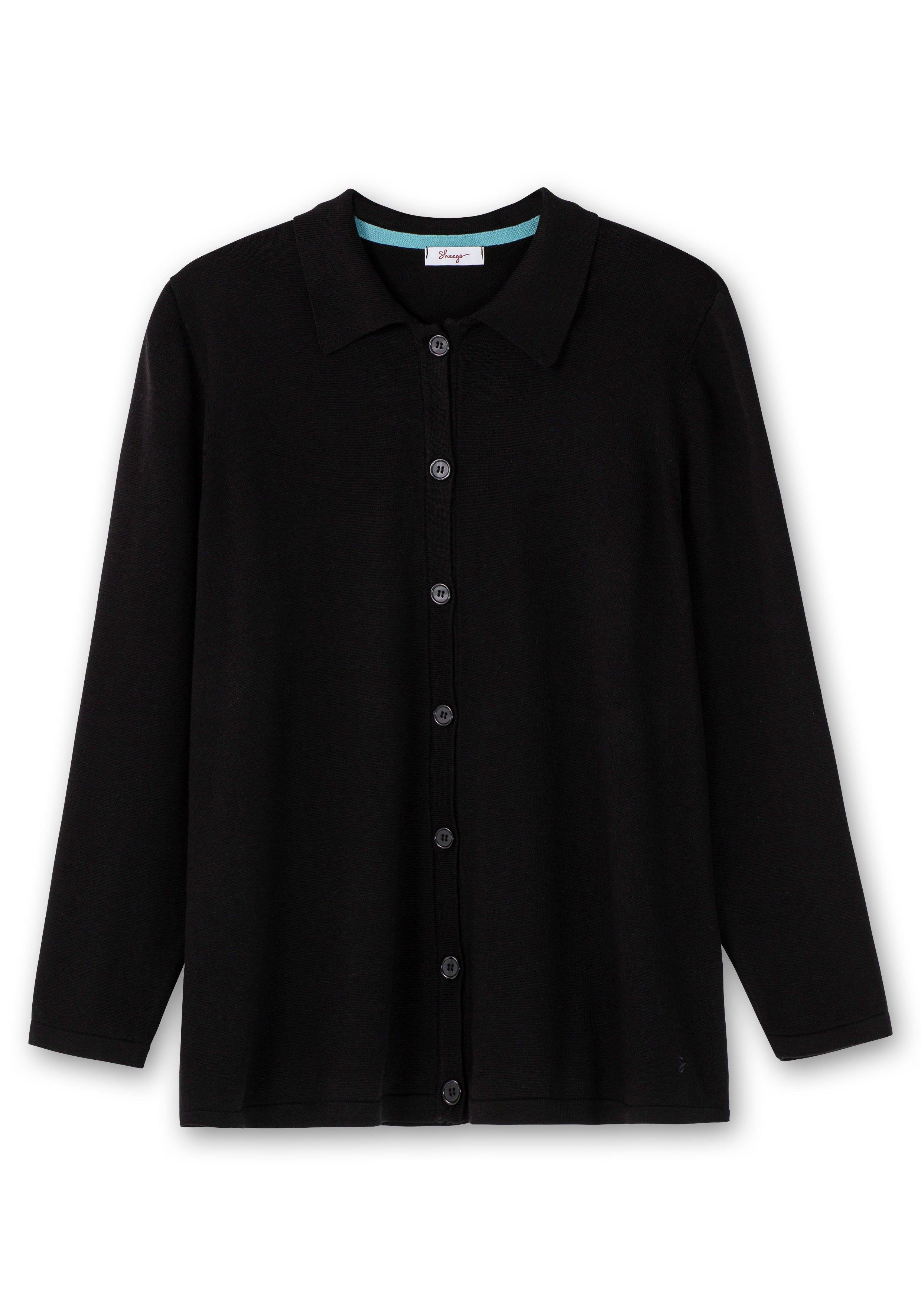 Strickjacke in Petite Passform, mit Polokragen