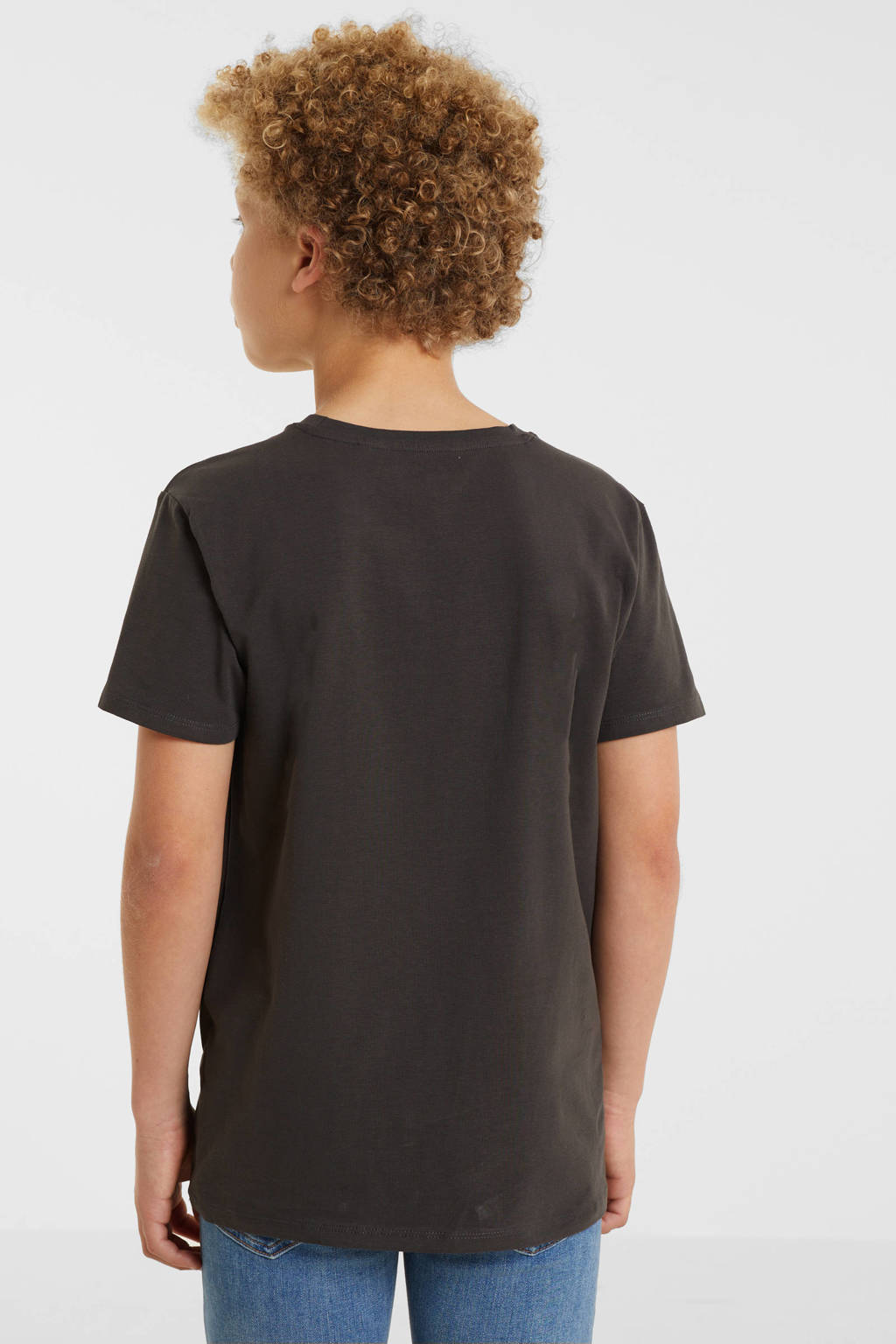 anytime T-shirt met tekstopdruk donkergrijs