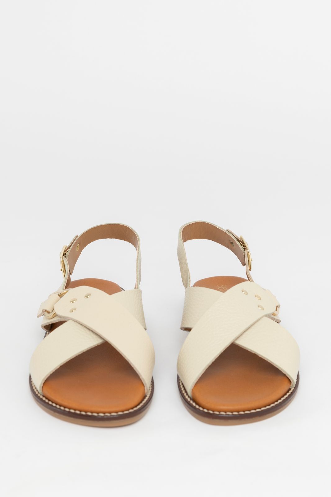 Off-white sandalen met gekruiste bandjes