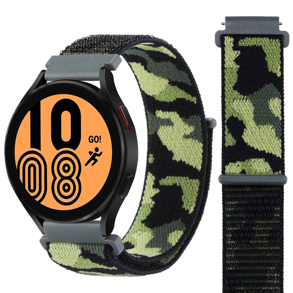 Samsung Galaxy Watch 6 Classic (43mm) Nylon Armband mit Klettverschluss (Gelenkumfang: 170-225mm) - Camouflage (Grün)