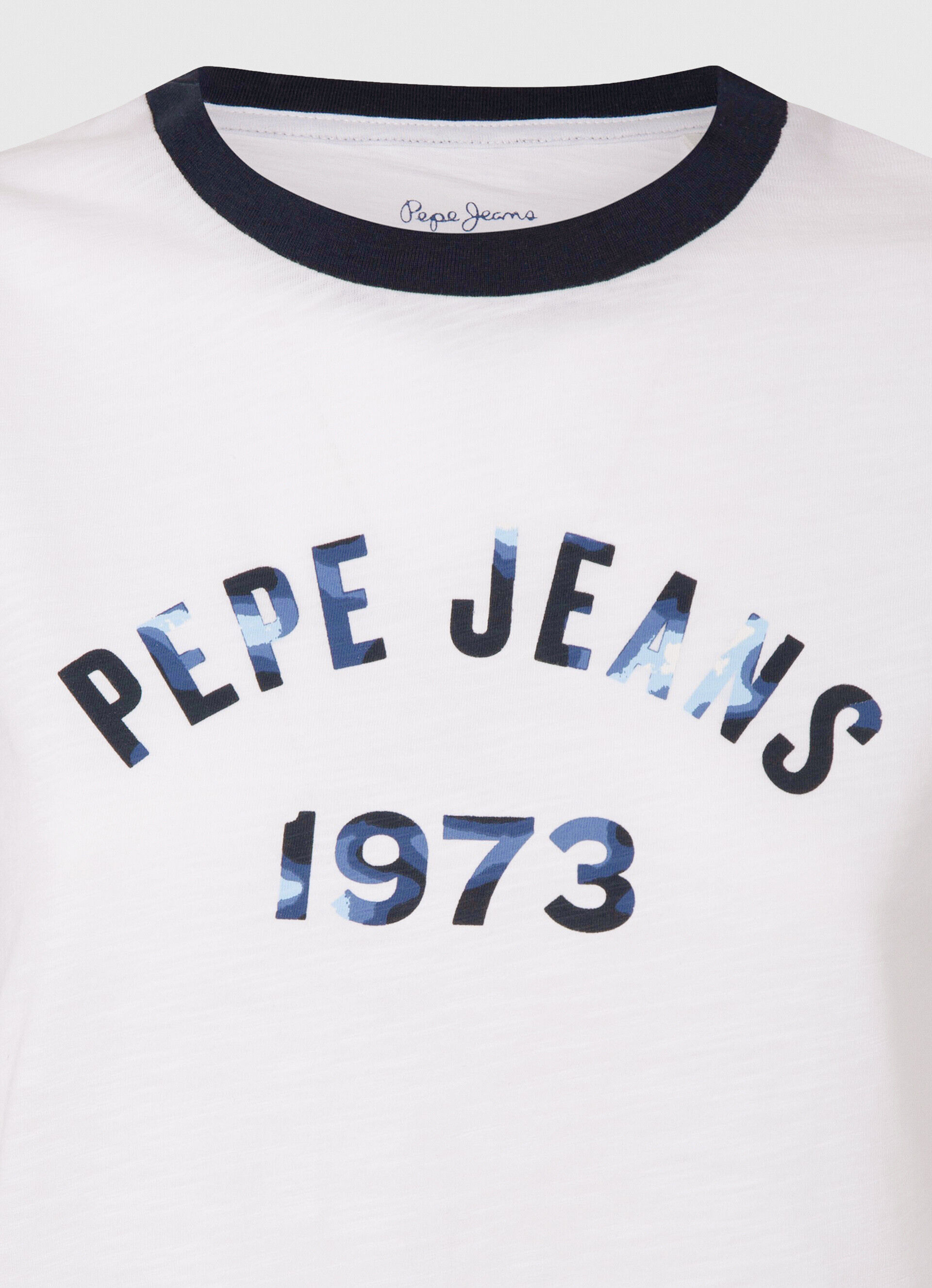 Camiseta de algodão com logotipo estampado - branca