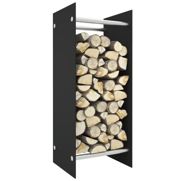 vidaXL Vedstativ svart 40x35x100 cm herdet glass