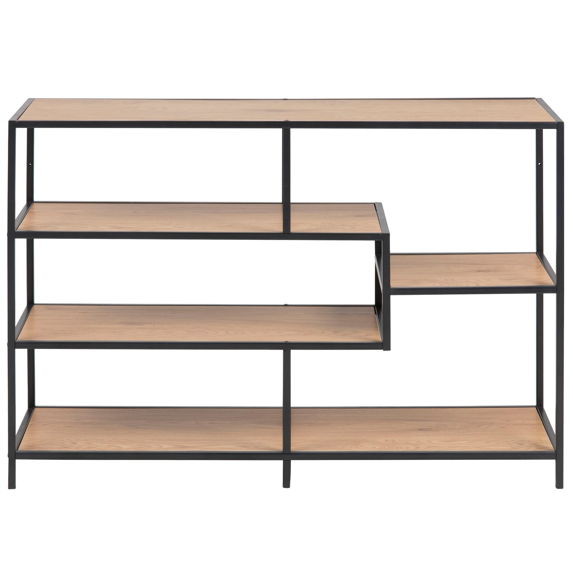 Regal SEAFORD - schwarz-Wildeiche - 4 Ablagen - 114 cm breit