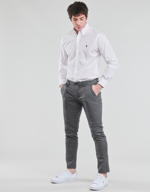 Polo Ralph Lauren - CHEMISE AJUSTEE EN POPLINE DE COTON COL BOUTONNELOGO PONY PLAY Blanco