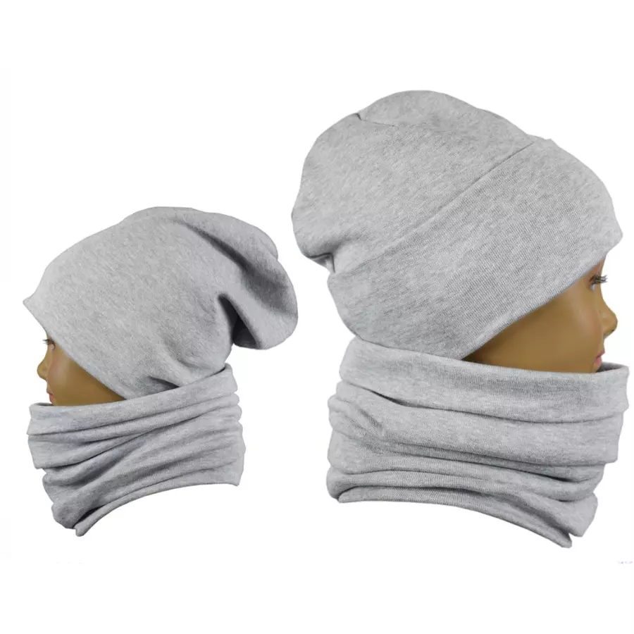 TupTam Unisex Kinder Beanie Mütze Schlauchschal Set grau