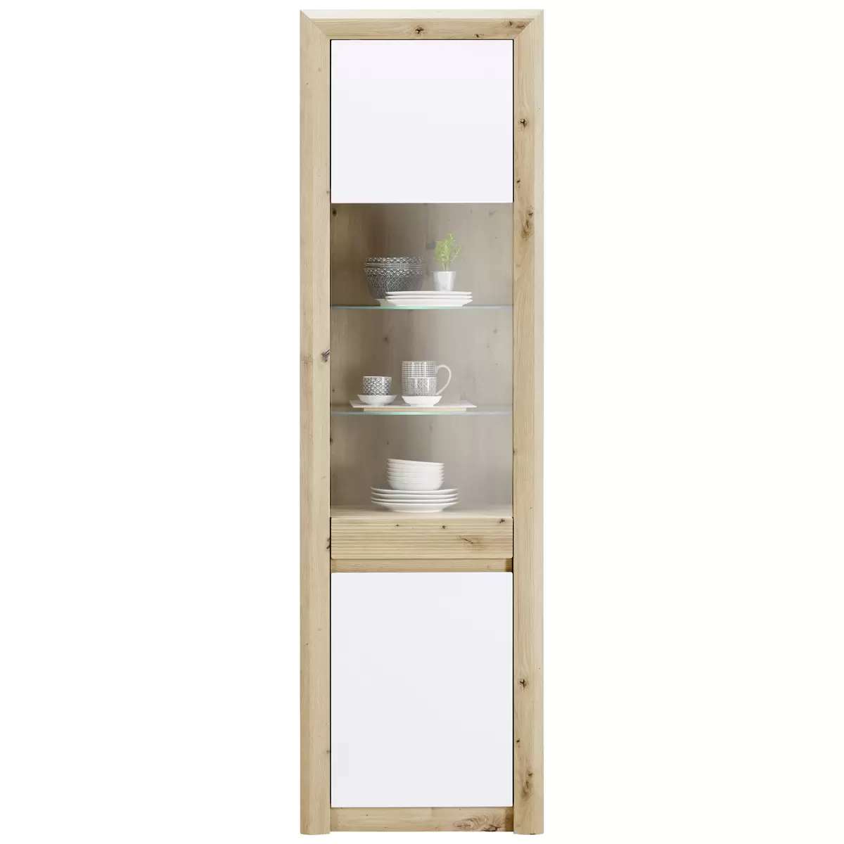 Vitrine Kashmir weiss,Artisan Eiche