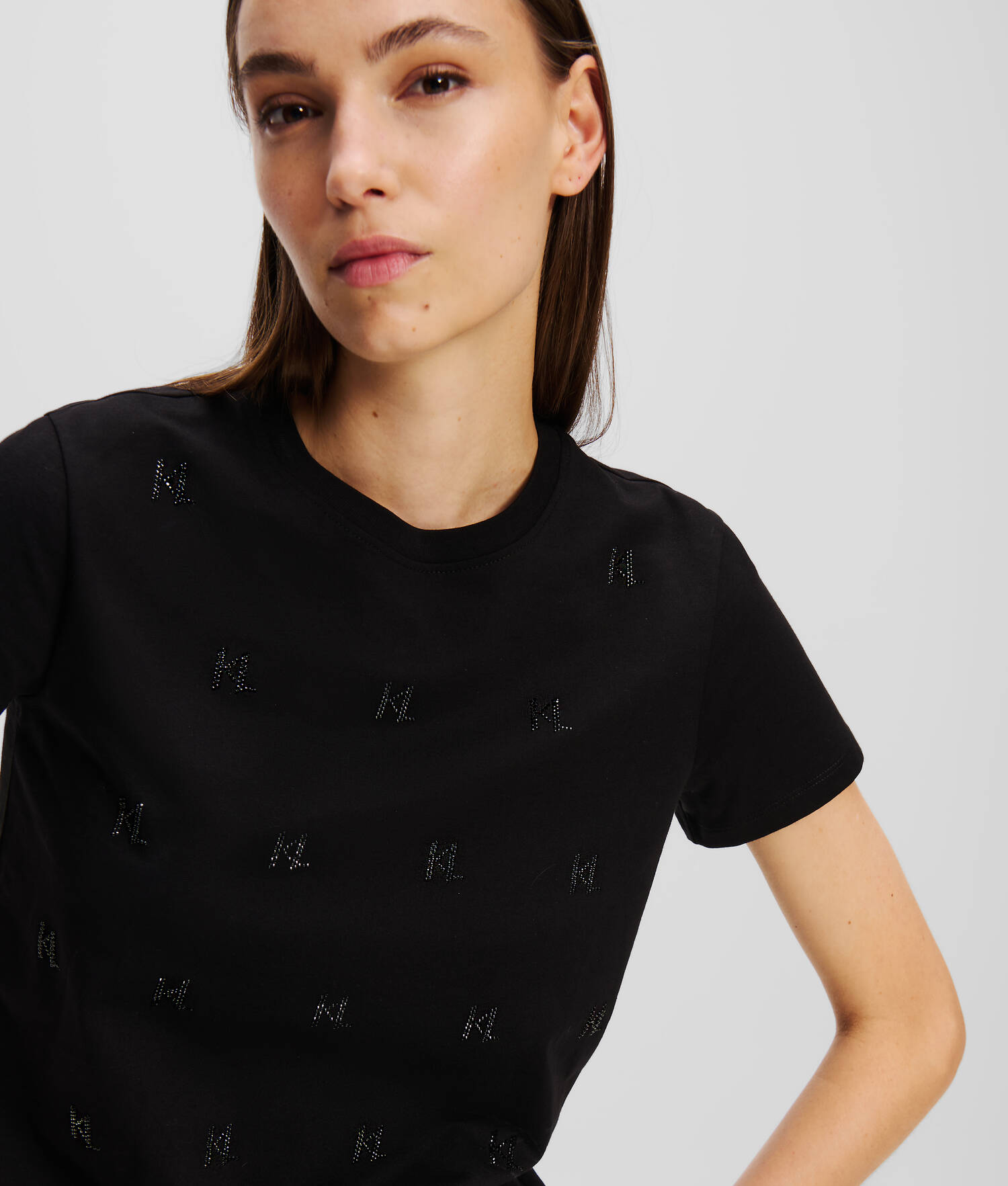 T-SHIRT AVEC STRASS KL MONOGRAM