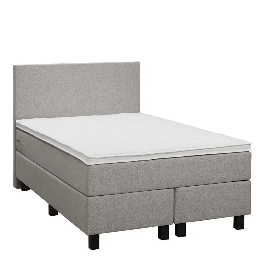 Boxspring Liv egaal - lichtgrijs - 120x200 cm - vierkante poot