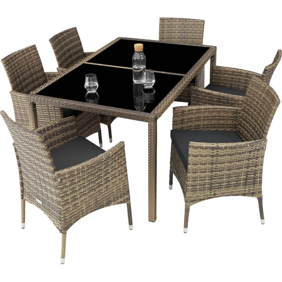 tectake - tuinset Porto 6   1 - wicker - natuurkleur