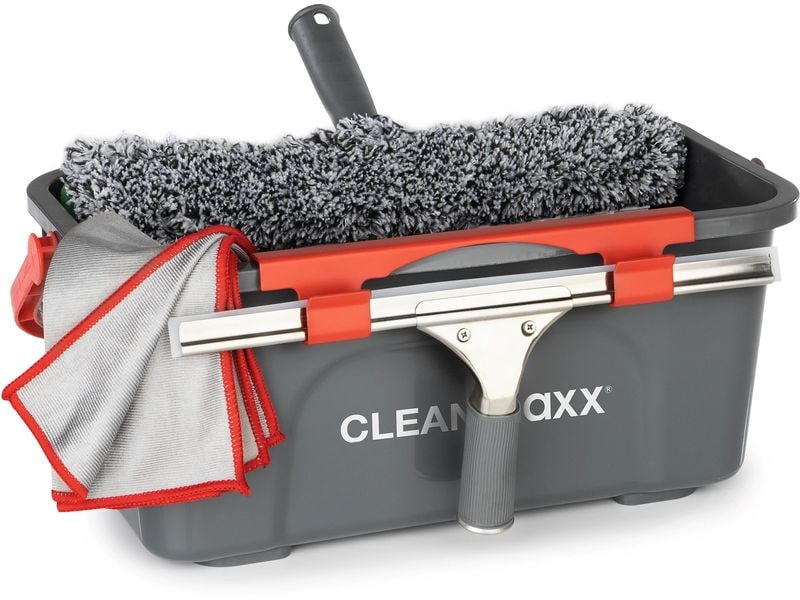 CLEANmaxx Fensterwischer 7-teilig, Grau/Rot Fensterreiniger