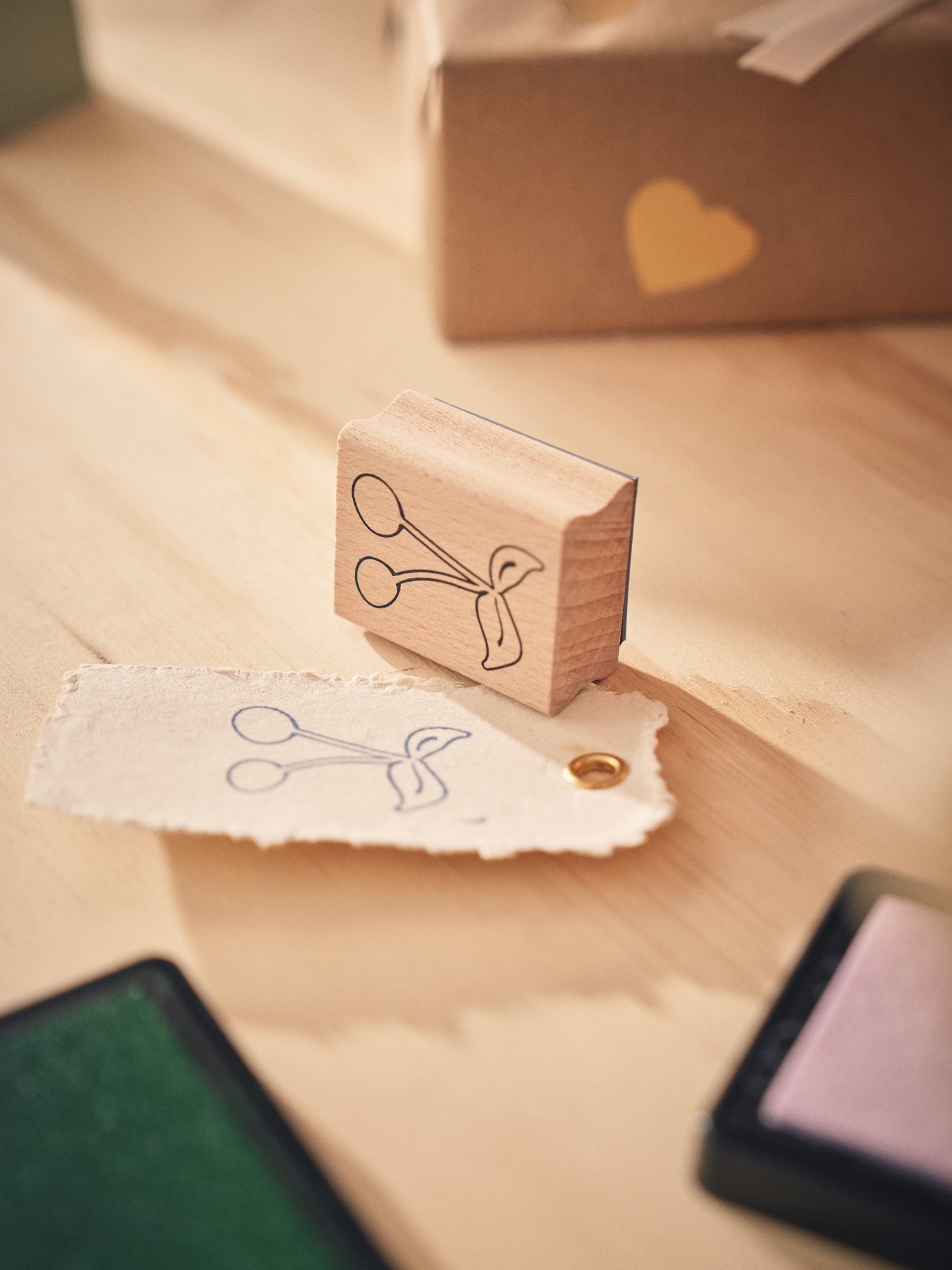 Træstempel | Bøg/gummi. 4,5 x 3,6 x 2,5 cm. | Nature