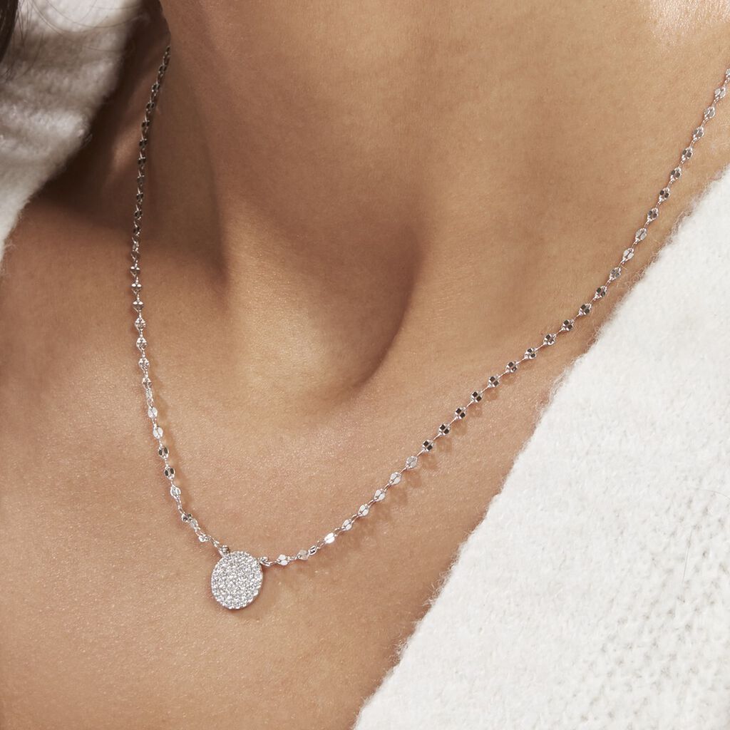 Collier Argent Blanc Turin Oxydes De Zirconium