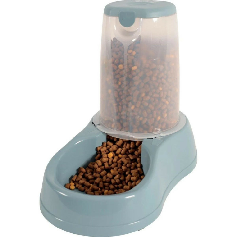 Distributeur de croquettes 6.5 kg, bleu en plastique, pour chien