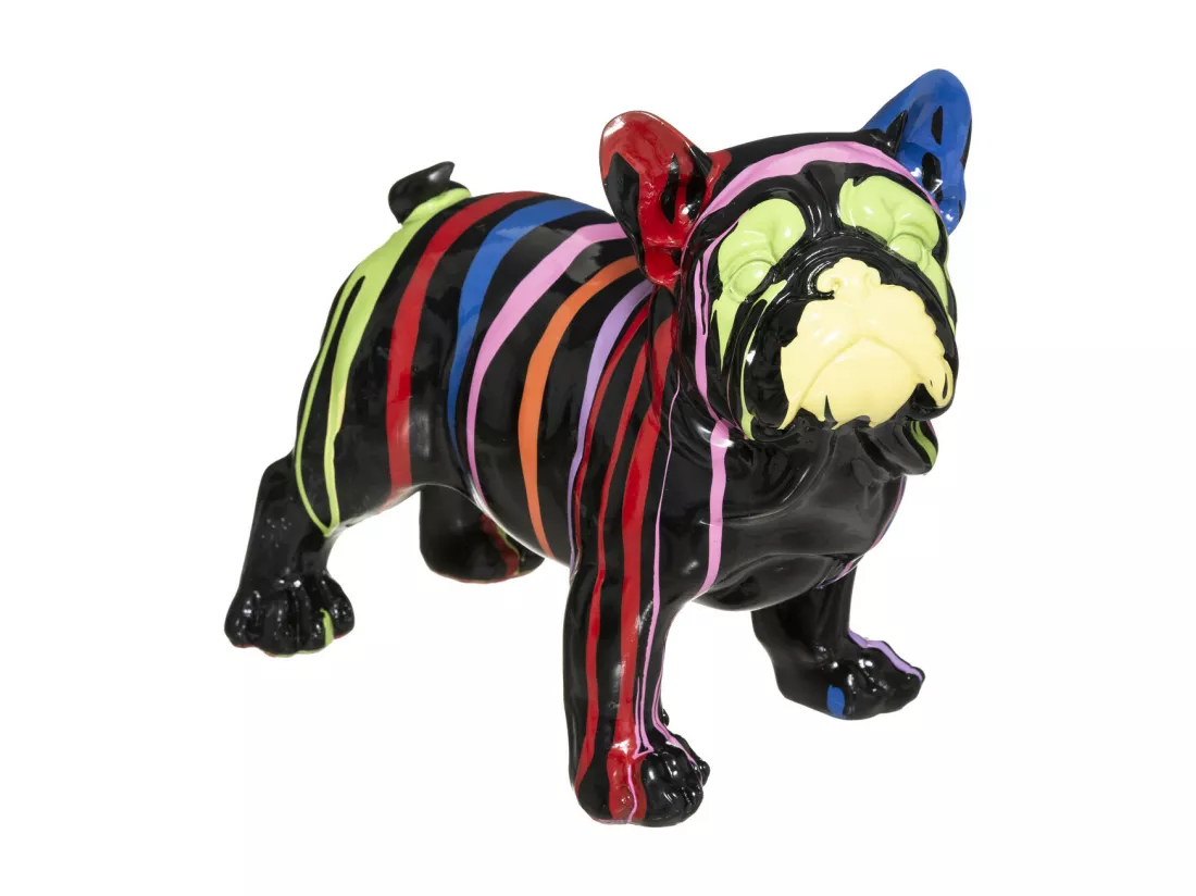 Chien décoratif en résine Noire et peint Trash L 34 cm