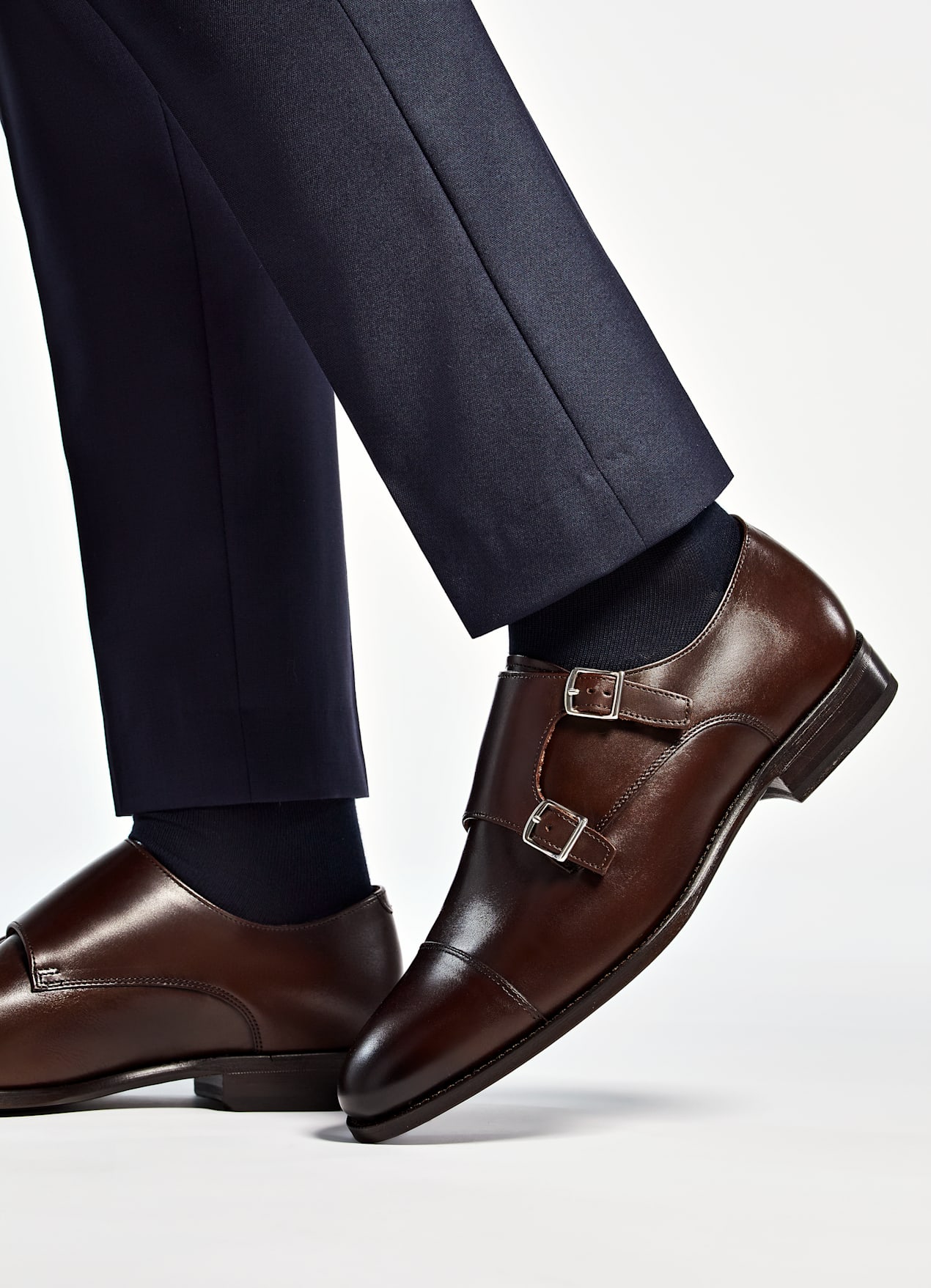 Chaussures double boucle marron
