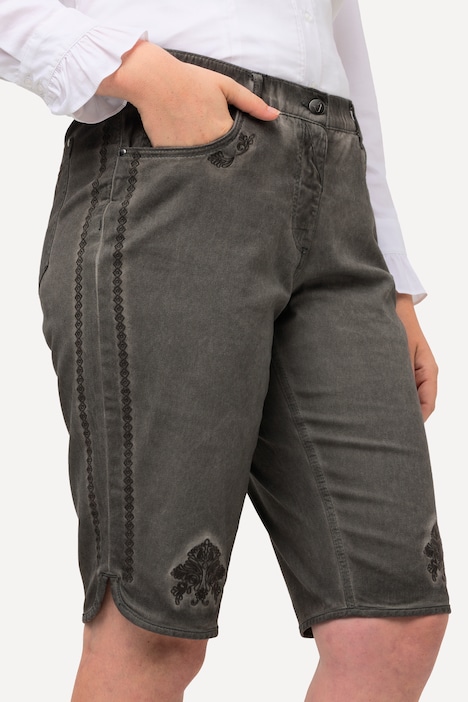 Trachten-Jeansbermuda Mandy, Used-Look, Stickerei