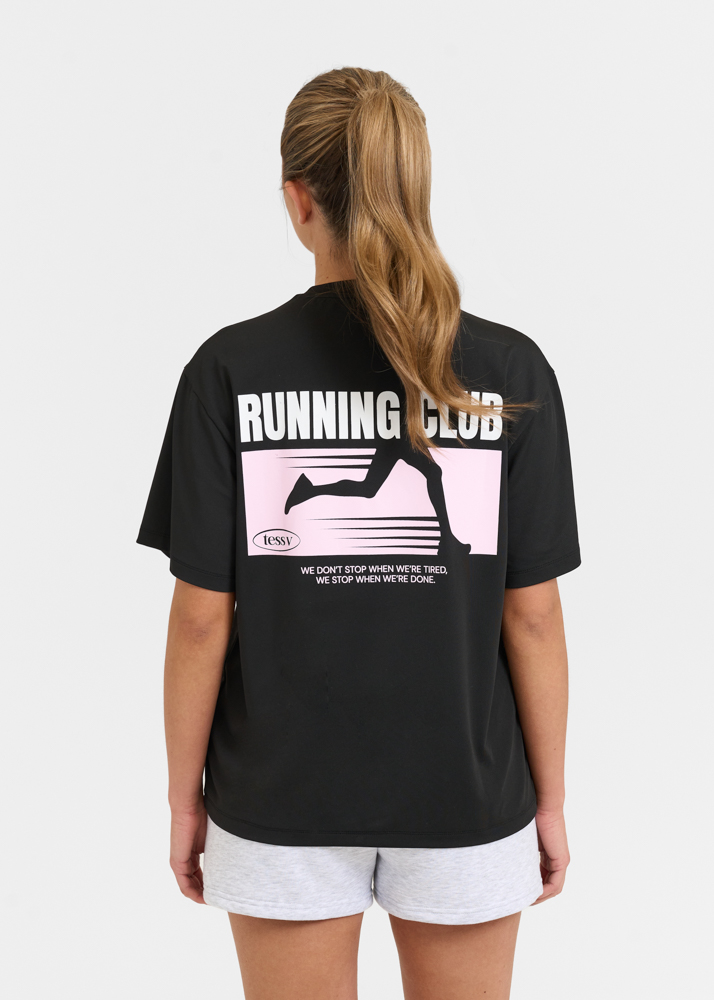 Running club t-shirt zwart