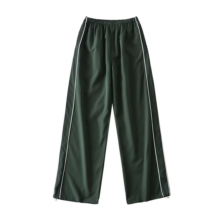 Rosesand - Laag uitgesneden, gestreepte, losvallende, wijde joggingbroek