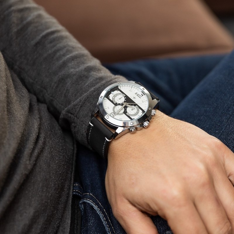 Montre Homme M. JOHN bracelet Cuir Noir