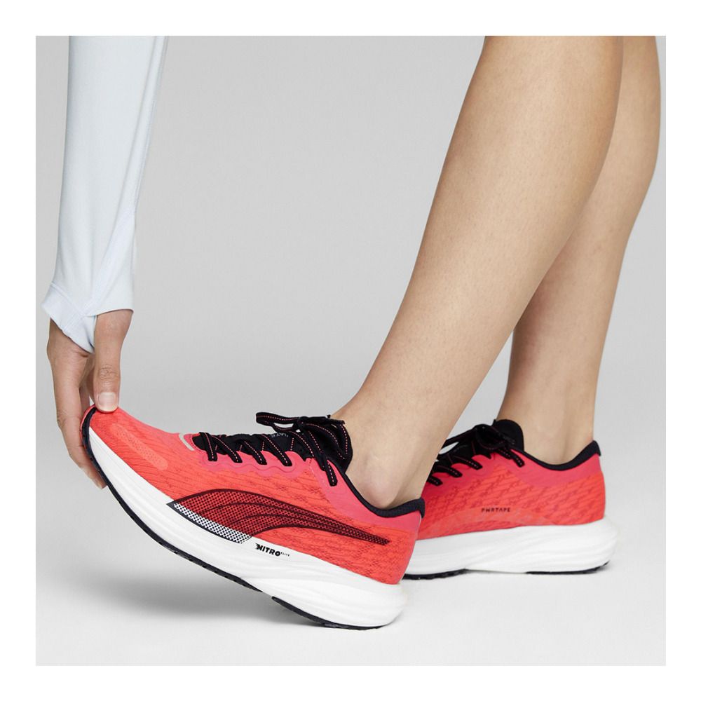 Puma DEVIATE NITRO 2 - Chaussures running Femme fire orchid/puma black/icy blue