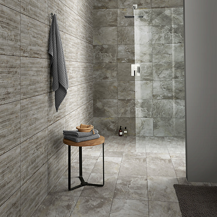Carrelage sol gris 30,8 x 61,5 cm Shaded Slate
