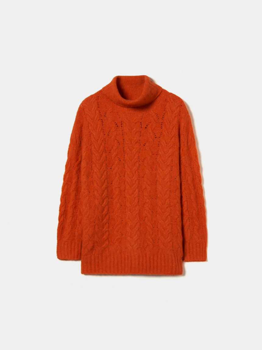 Camisola de gola alta com lã de alpaca