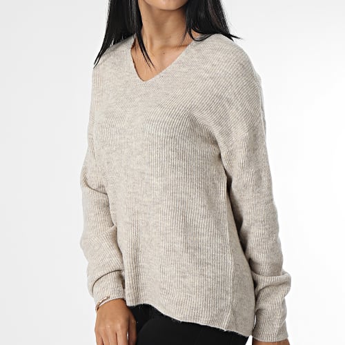 Pull Femme Col V Lefile Beige