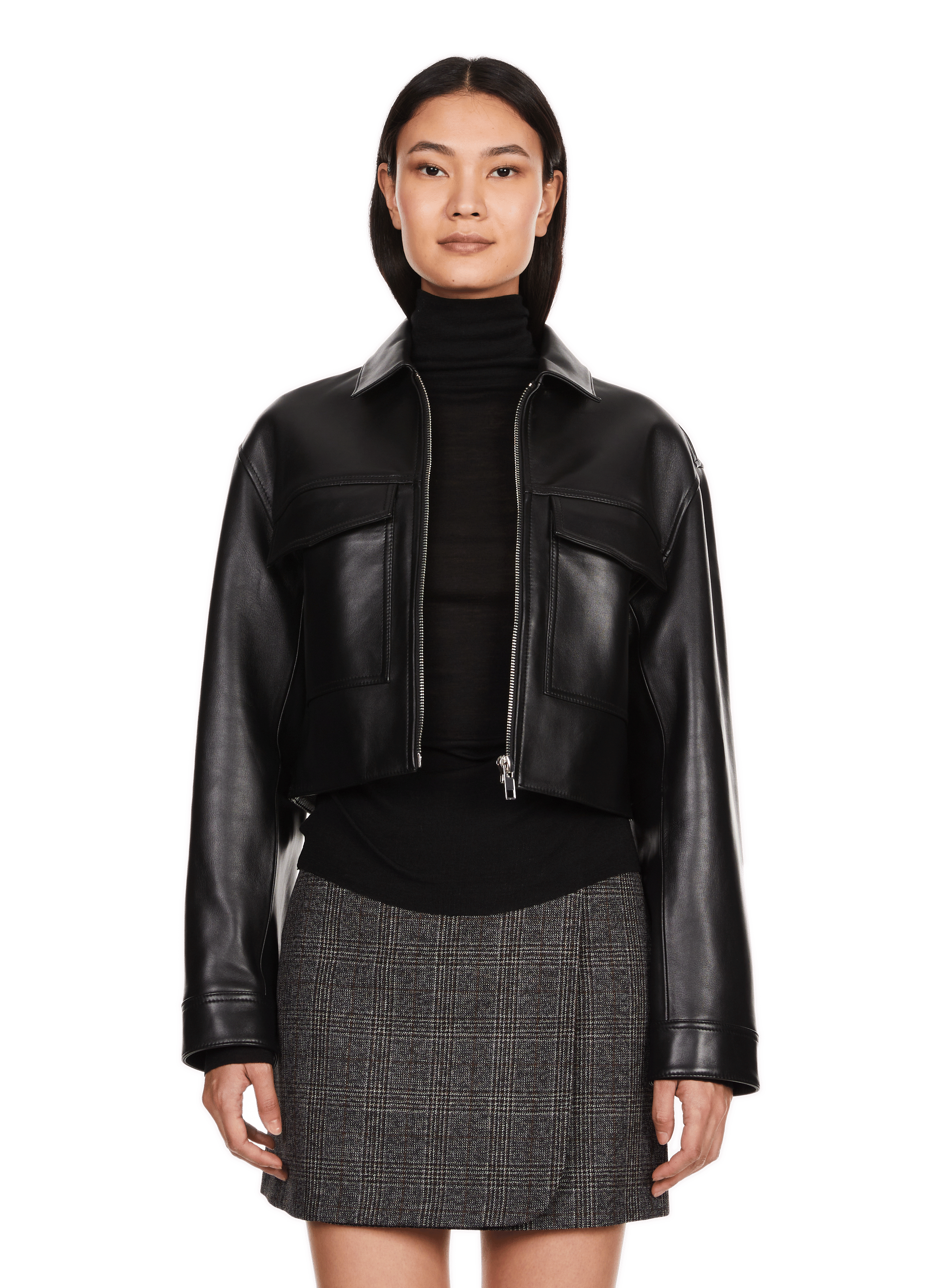 UMIU - Veste courte en cuir| Noir