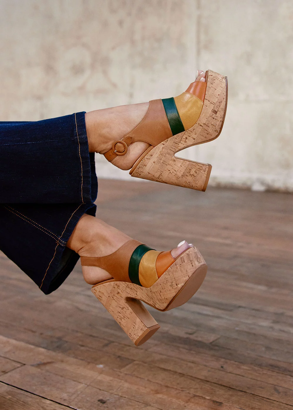 SANDALE THEOXANE CUIR MULTICOLORE