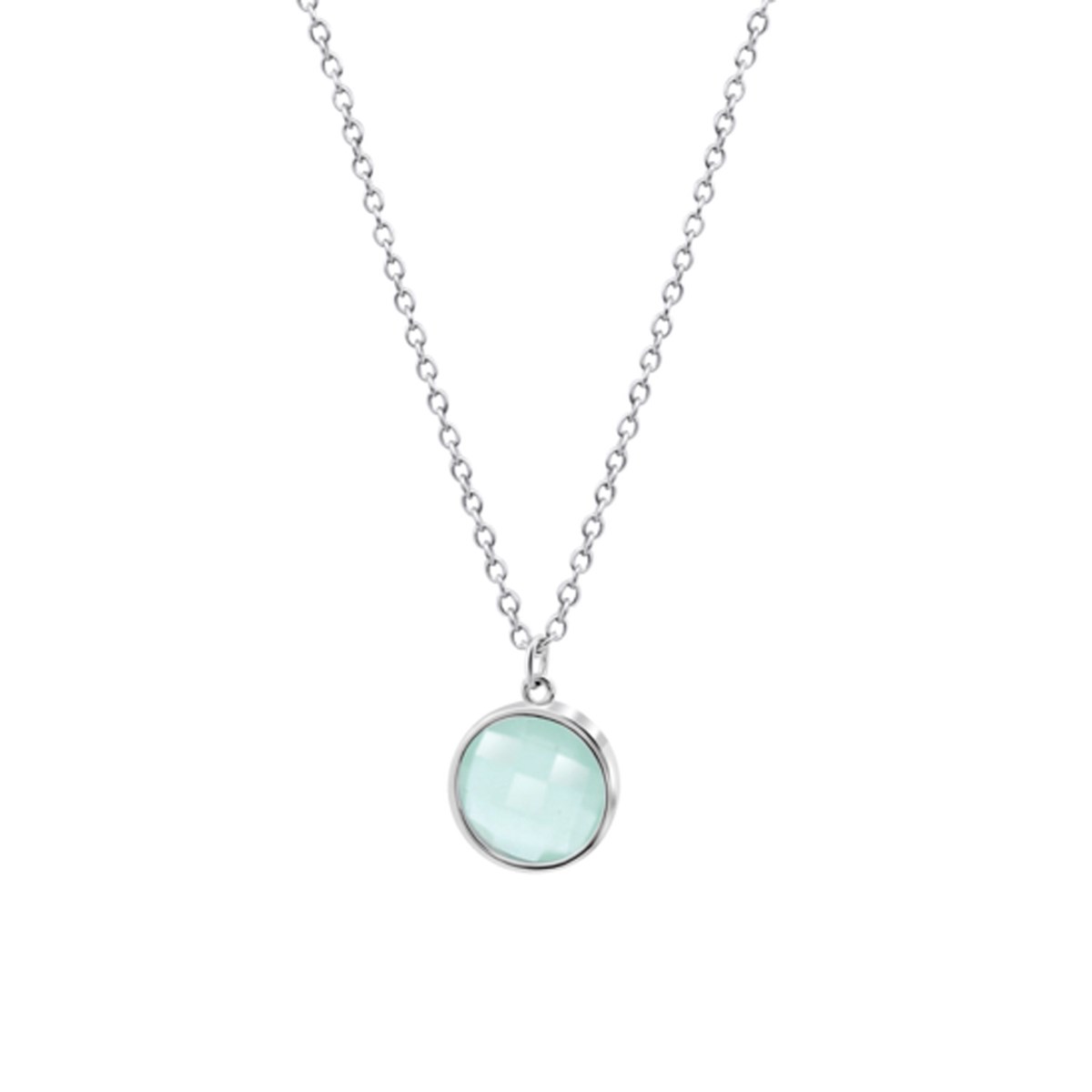 Collier Lotus Silver rond bleu et argent