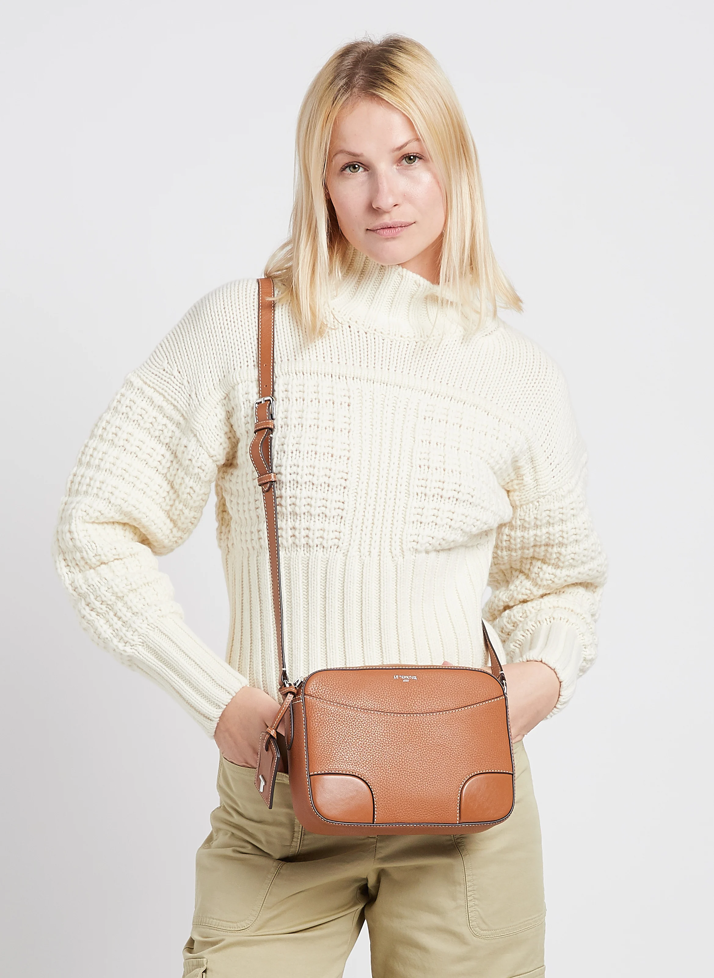 ROMY - Sac bandoulière en cuir grainé| Marron