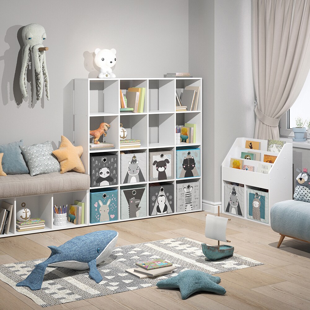 Raumteiler Bücherregal Standregal 16 Fächer Weiß Karree Kinder-Faltboxen Vicco
