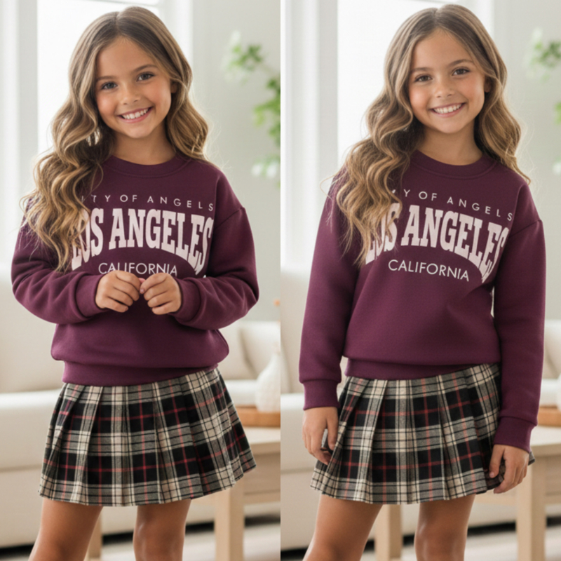 LA Sweater & Plaid Skirt Set