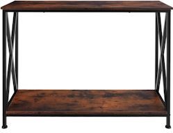 tectake® Consoletafel - Haltafel - Zwart Metalen Frame - Donkerbruin