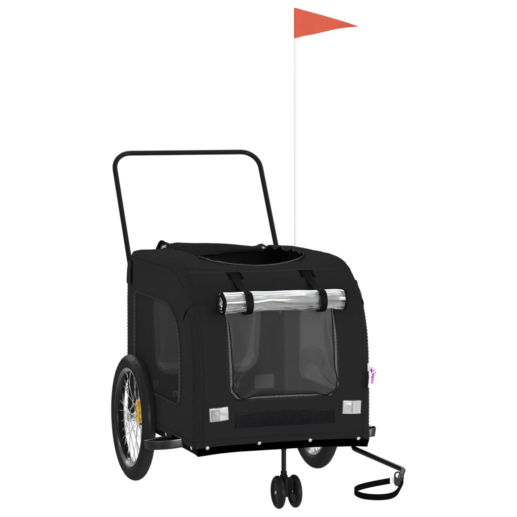 vidaXL Reboque para Bicicleta para Animais de Estimação em Tecido Oxford Preto