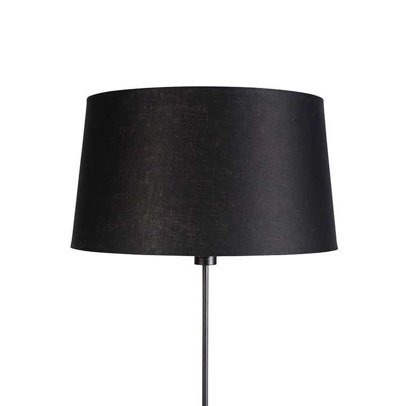 Vloerlamp zwart met zwarte linnen kap 45cm verstelbaar - Parte
