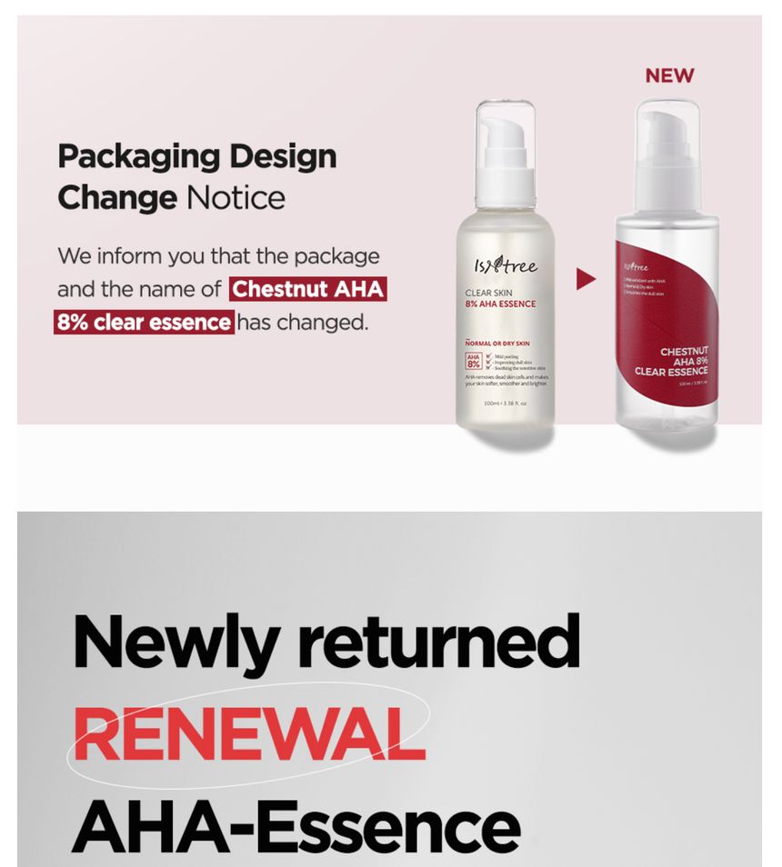 Isntree - Kastanje AHA 8% Clear Essence Mini