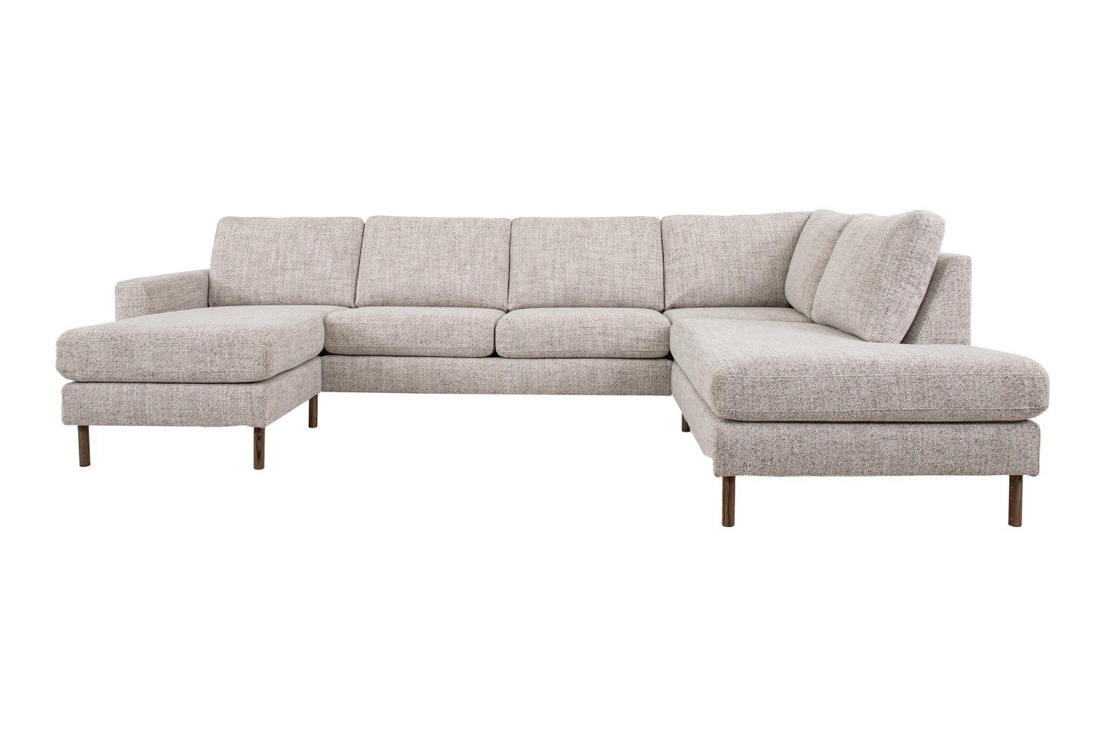 Pixel Nordic U-sofa Sjeselong venstre, 2-seter, hjørne og åpen ende høyre. Comfort K2 I tekstil Oasis 91 biscque
