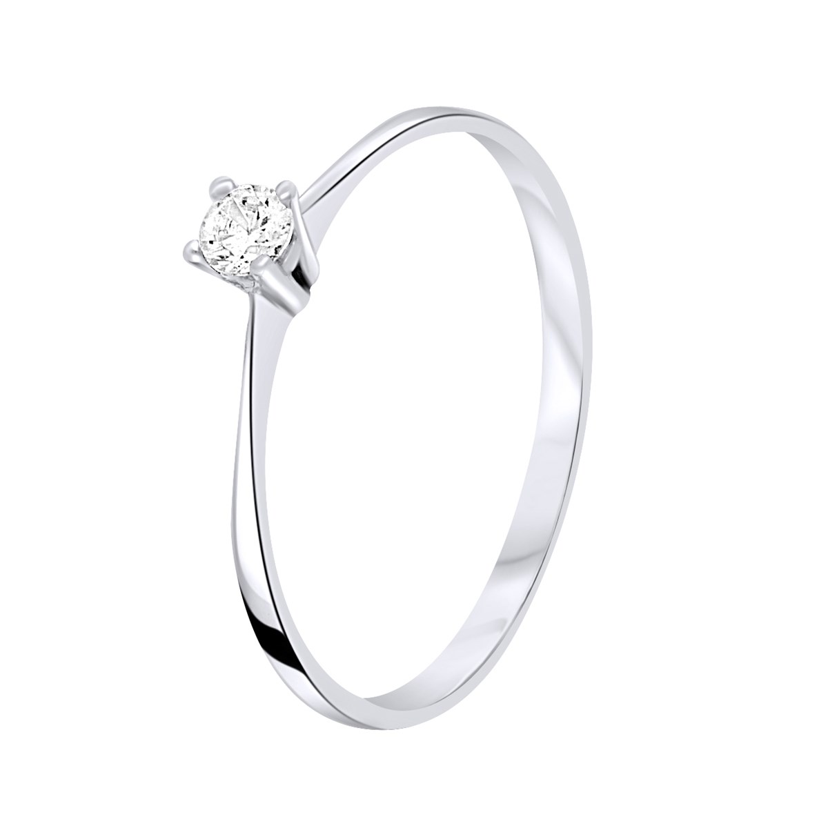 Bague Solitaire serti Oxydes de Zirconium Sertis 4 Griffes - Or Blanc