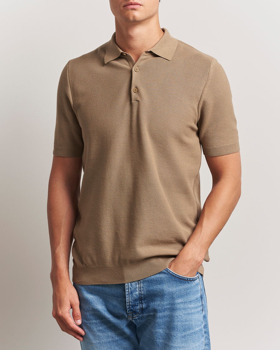 Sunspel Fine Texture Polo Dune