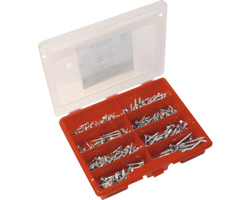 Schroevenassortiment, verzonken kop, geel verzinkt, 330 stuks