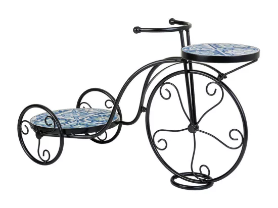Support vélo en mosaïque et fer forgé noir 67x26.5x43h