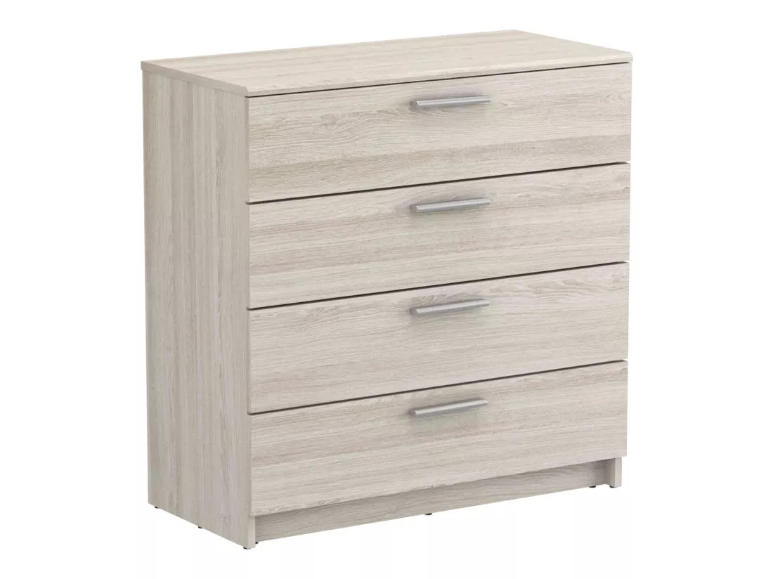 Commode 4 tiroirs en bois imitation chêne shannon - CO180