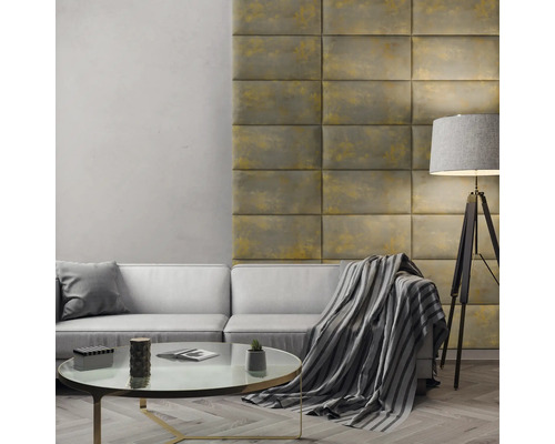 Wandkussen print goud beton fluweel look 30 x 60 cm